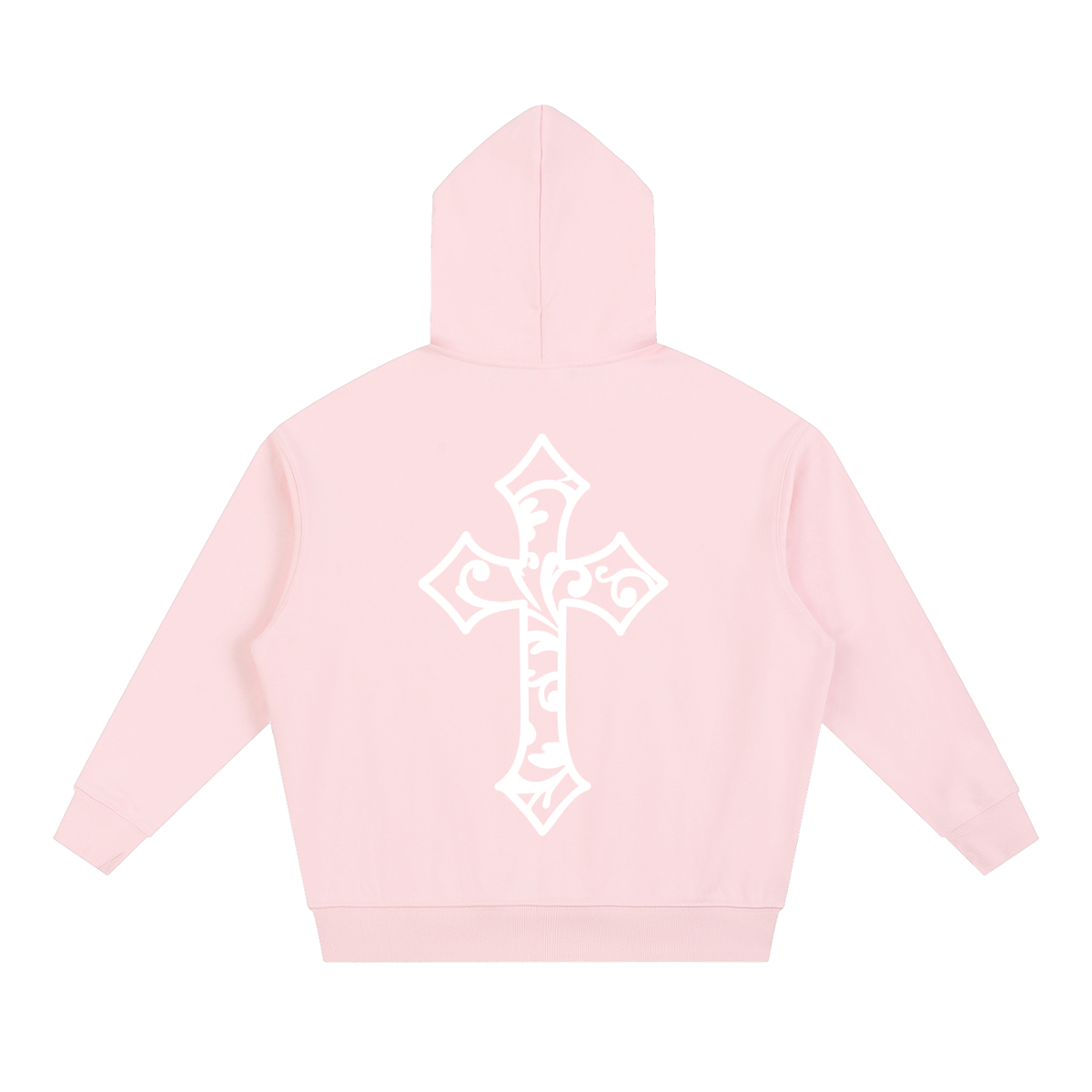 Cross Design Boxy Heavyweight Hoodie