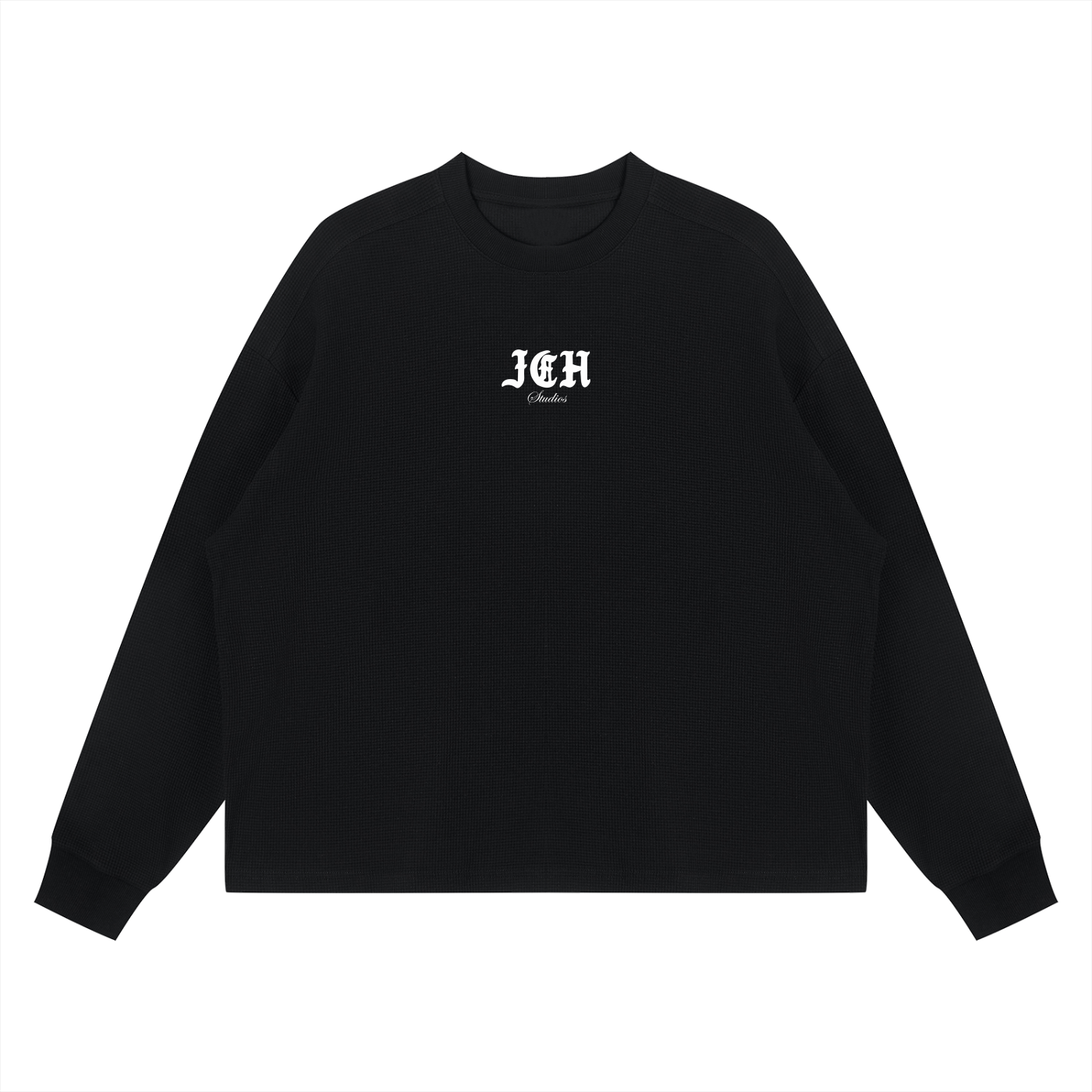 Cross Design Waffle Boxy Long Sleeve T-Shirt