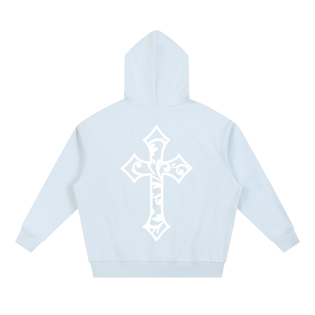 Cross Design Boxy Heavyweight Hoodie