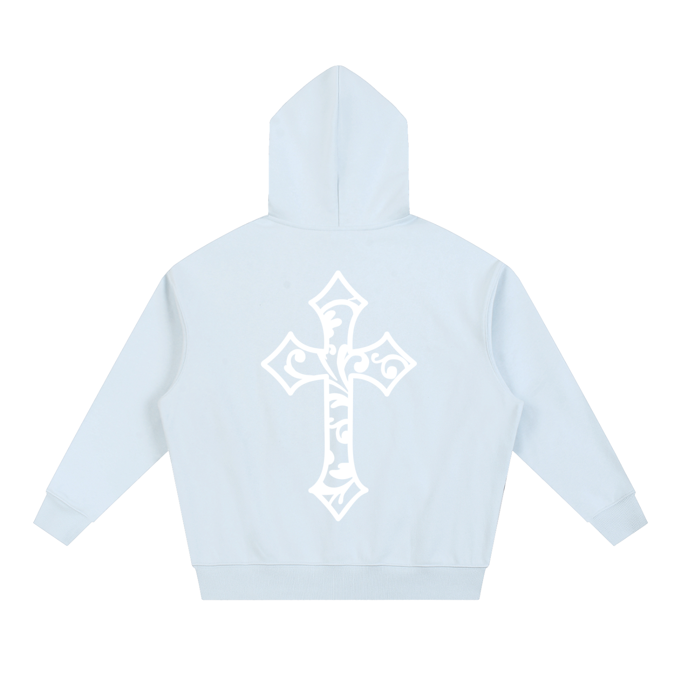 Cross Design Boxy Heavyweight Hoodie