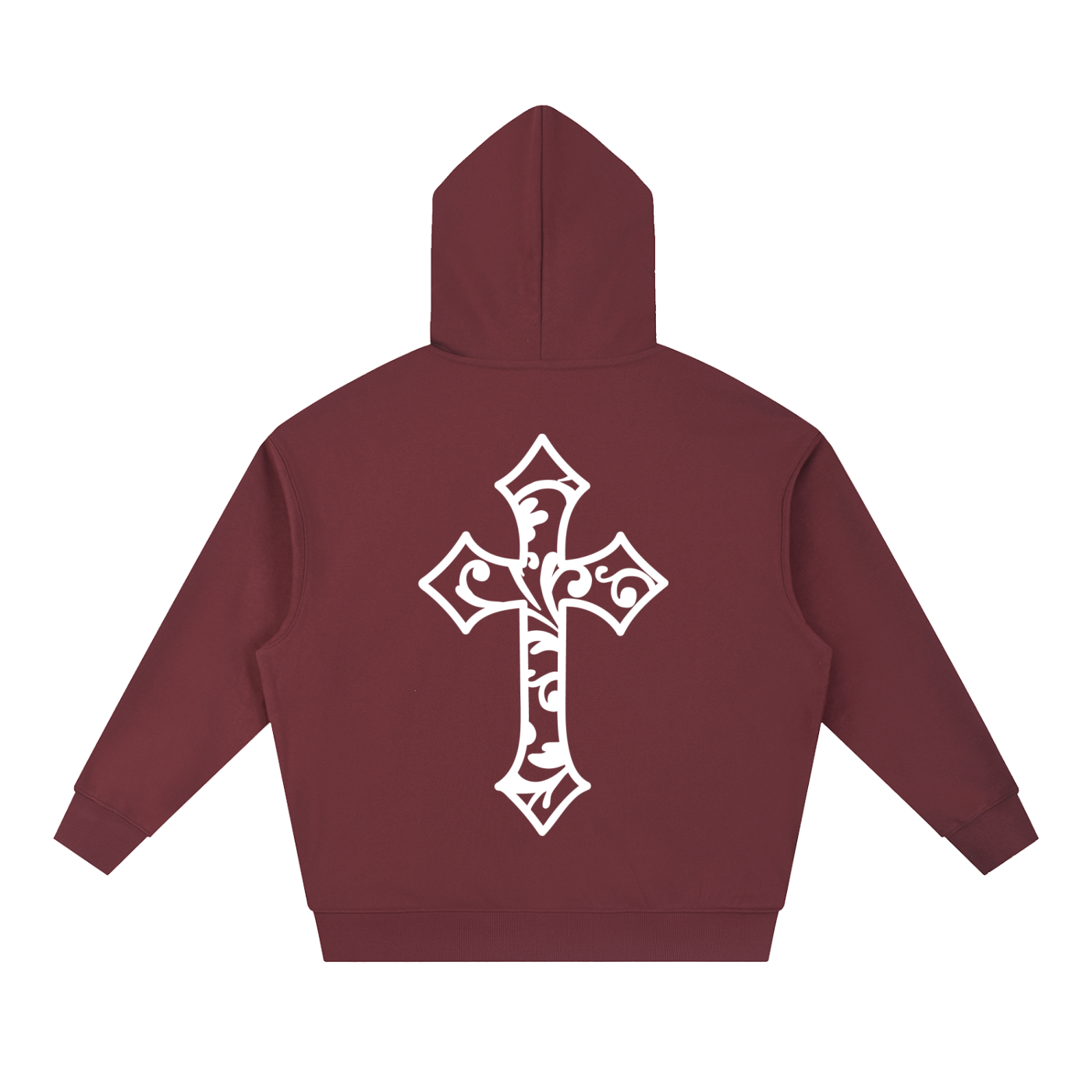 Cross Design Boxy Heavyweight Hoodie