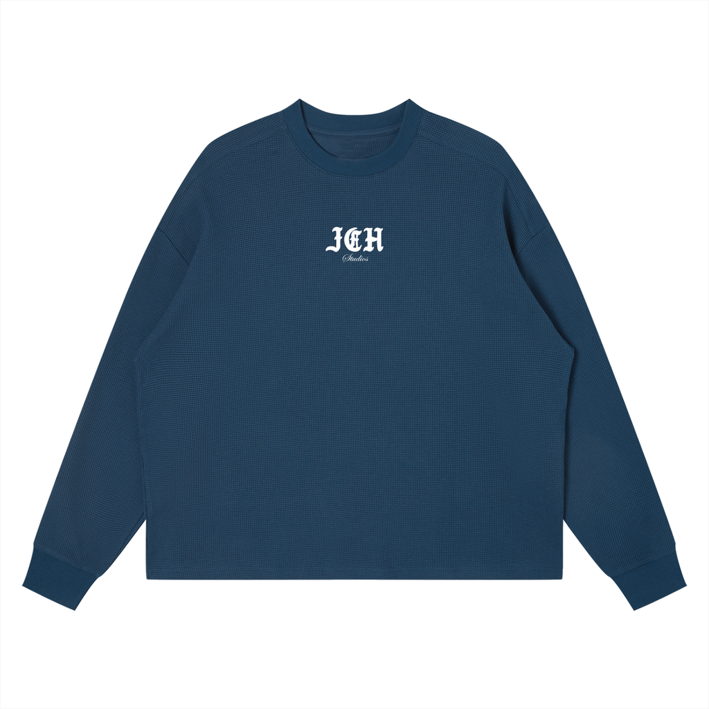 Cross Design Waffle Boxy Long Sleeve T-Shirt