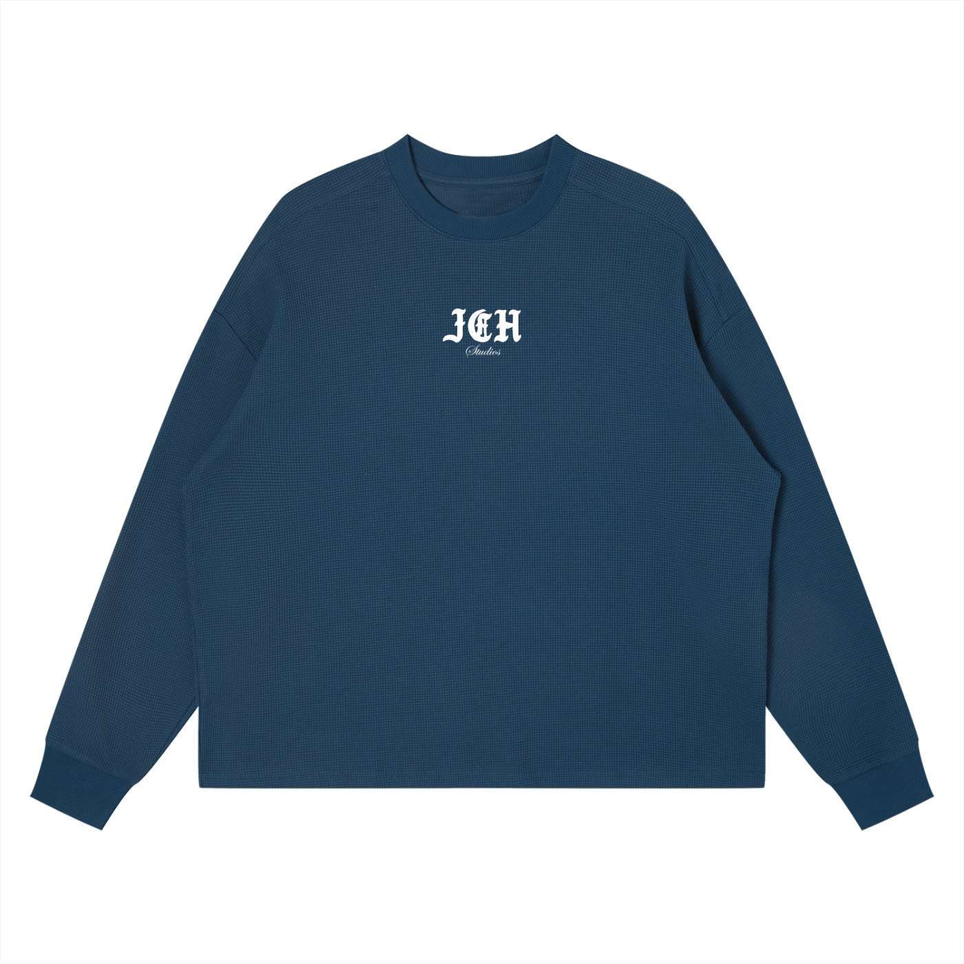 Cross Design Waffle Boxy Long Sleeve T-Shirt