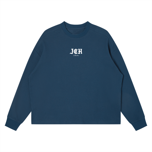 Cross Design Waffle Boxy Long Sleeve T-Shirt