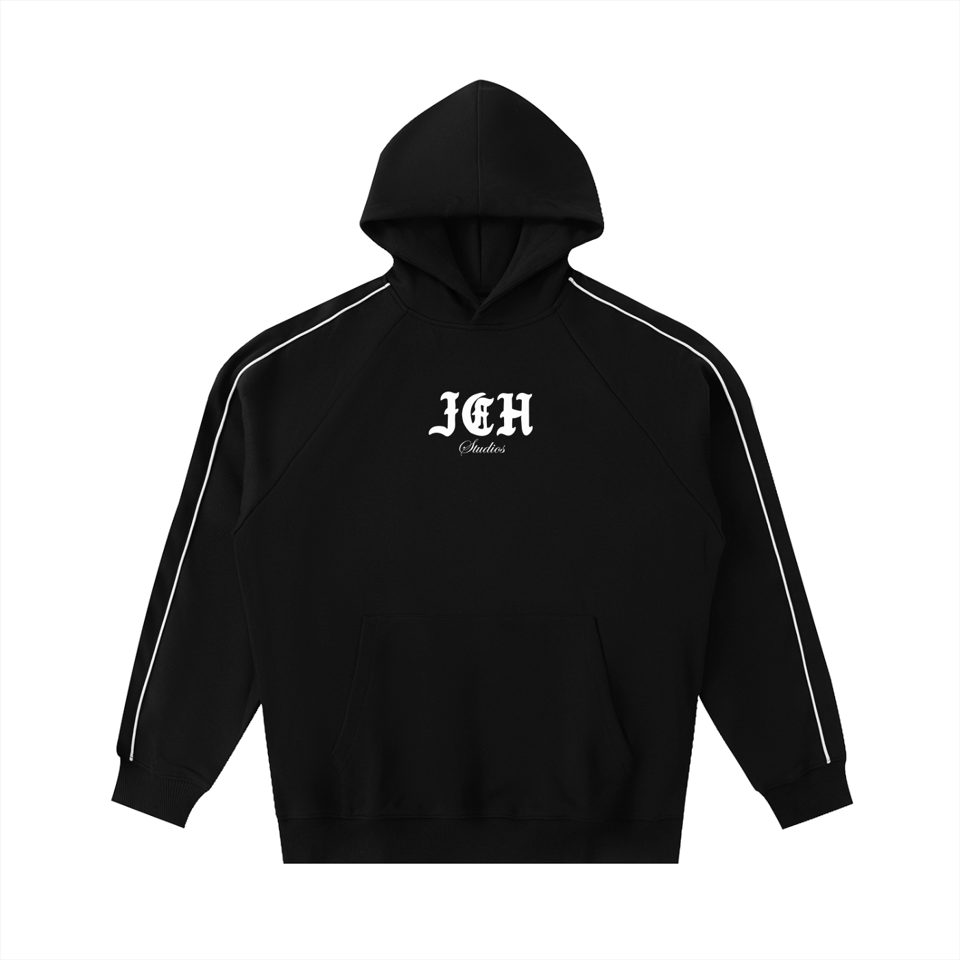 Cross Design Contrast Piping Hoodie