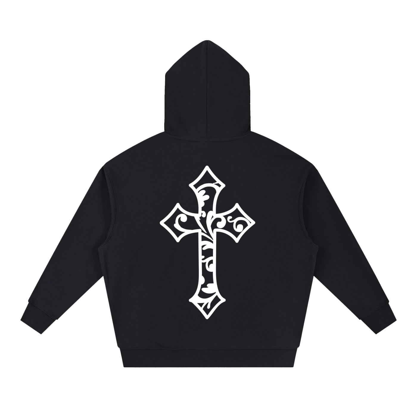 Cross Design Boxy Heavyweight Hoodie