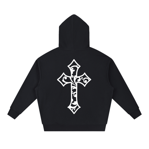 Cross Design Boxy Heavyweight Hoodie