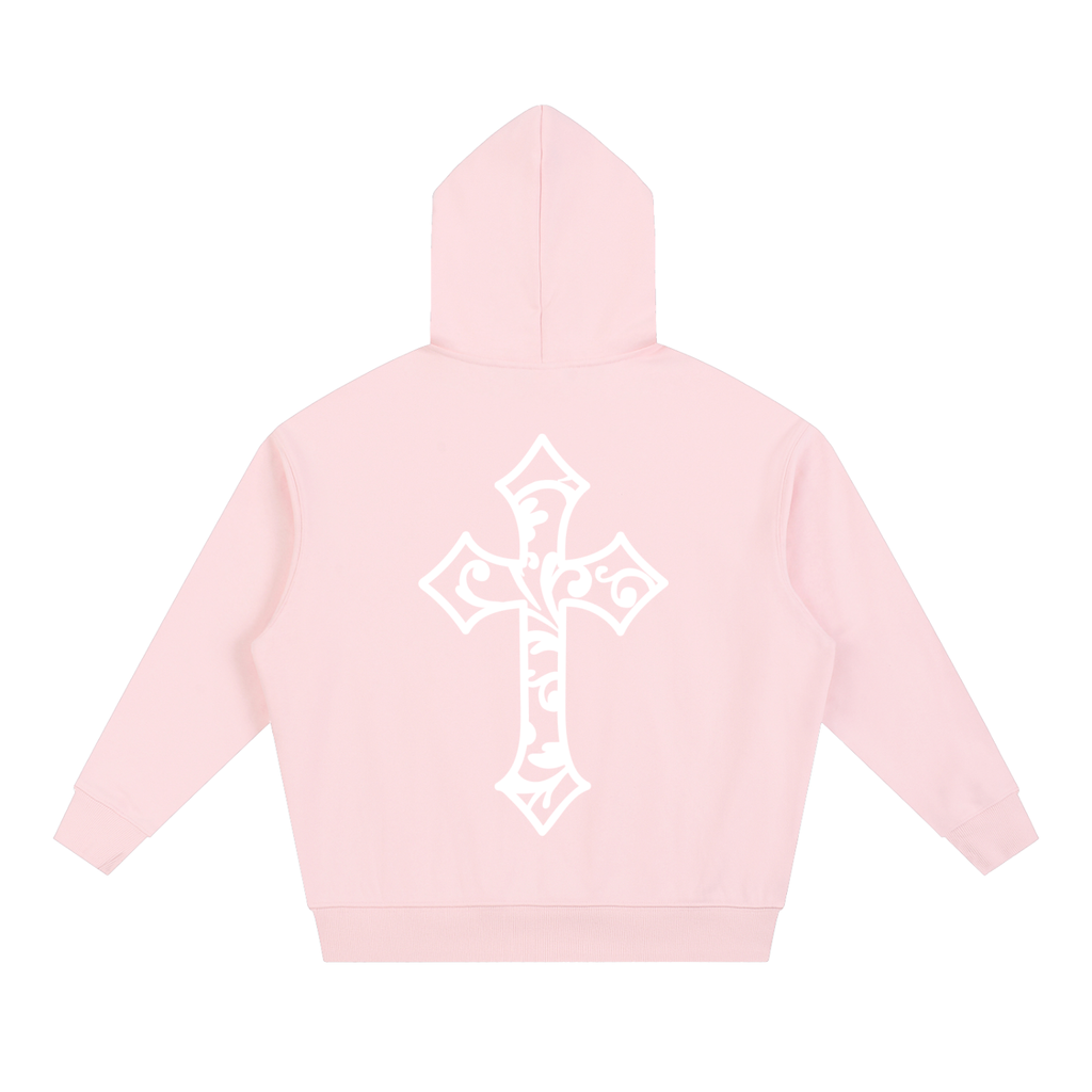 Cross Design Boxy Heavyweight Hoodie