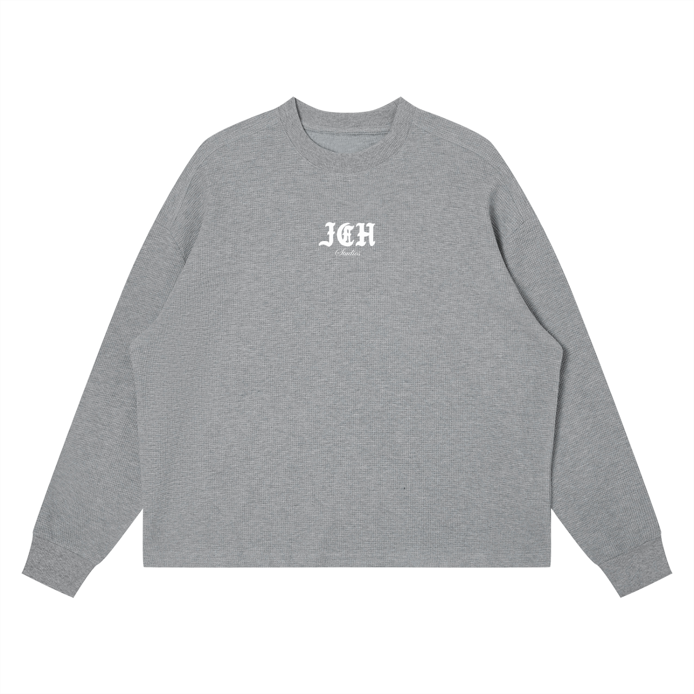 Cross Design Waffle Boxy Long Sleeve T-Shirt