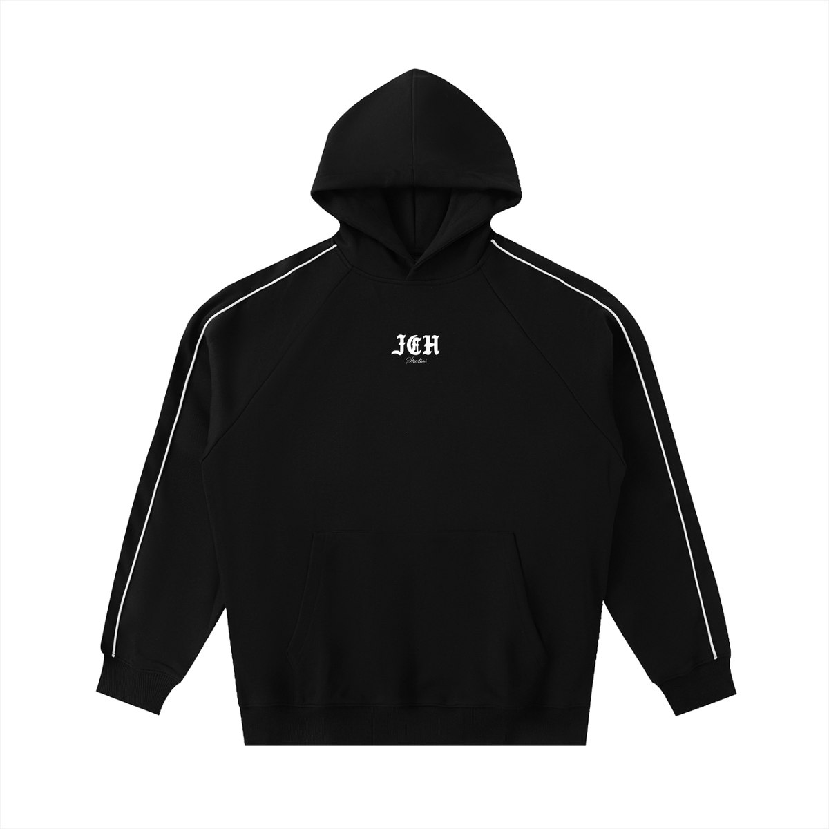 Cross Design Contrast Piping Hoodie