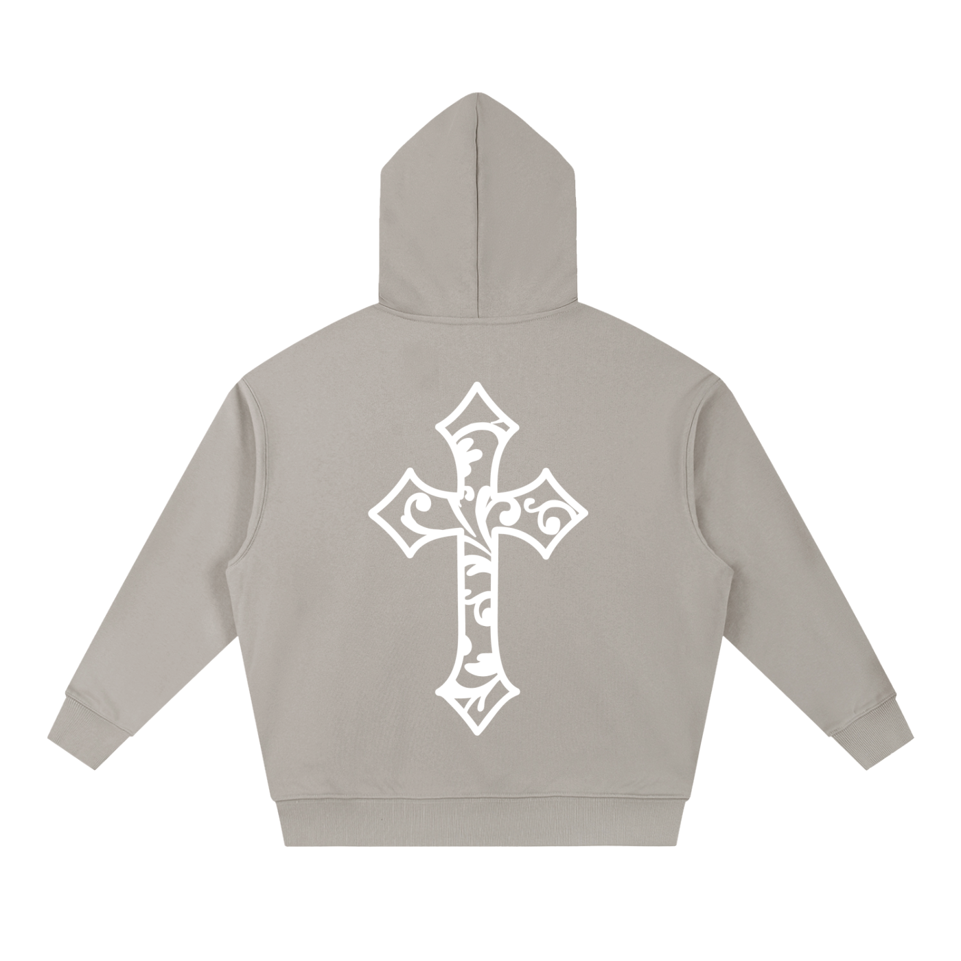 Cross Design Boxy Heavyweight Hoodie